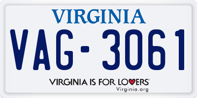 VA license plate VAG3061