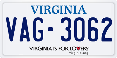 VA license plate VAG3062