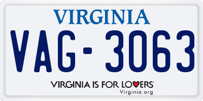VA license plate VAG3063