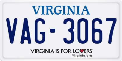 VA license plate VAG3067