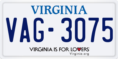 VA license plate VAG3075