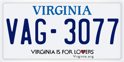 VA license plate VAG3077