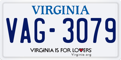 VA license plate VAG3079