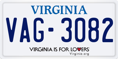 VA license plate VAG3082