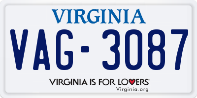 VA license plate VAG3087