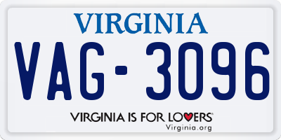 VA license plate VAG3096