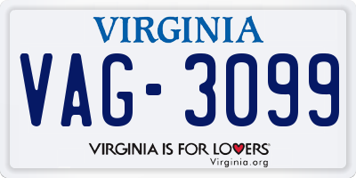 VA license plate VAG3099