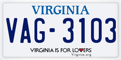 VA license plate VAG3103