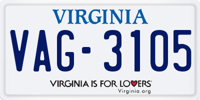 VA license plate VAG3105
