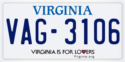 VA license plate VAG3106