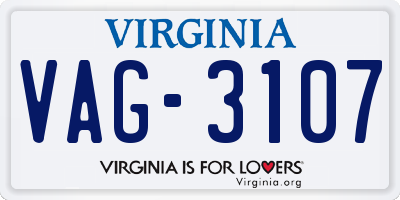 VA license plate VAG3107