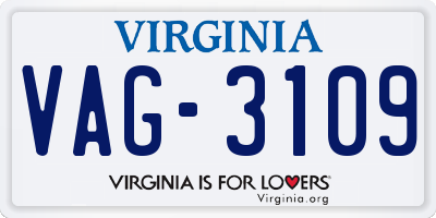 VA license plate VAG3109
