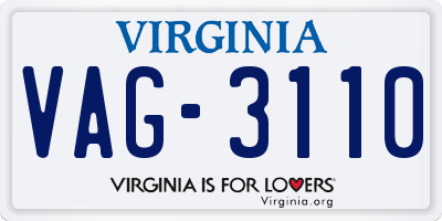 VA license plate VAG3110