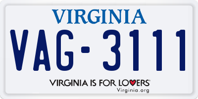 VA license plate VAG3111