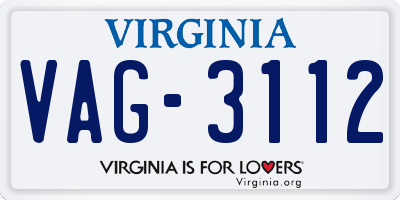 VA license plate VAG3112