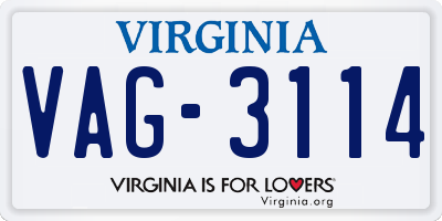 VA license plate VAG3114