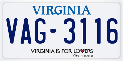 VA license plate VAG3116