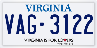 VA license plate VAG3122