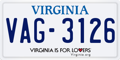 VA license plate VAG3126