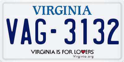VA license plate VAG3132