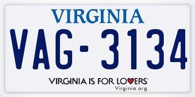 VA license plate VAG3134