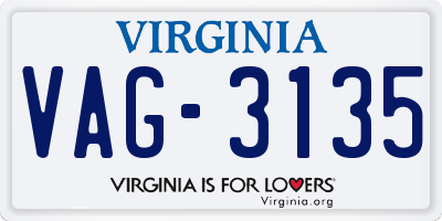 VA license plate VAG3135