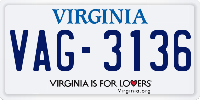 VA license plate VAG3136
