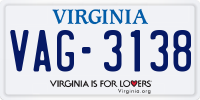 VA license plate VAG3138