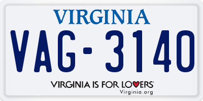 VA license plate VAG3140