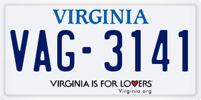 VA license plate VAG3141