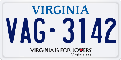 VA license plate VAG3142