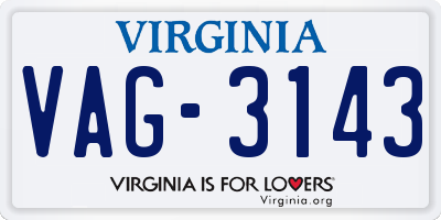 VA license plate VAG3143