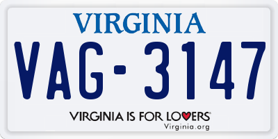 VA license plate VAG3147