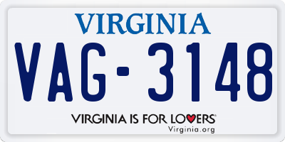 VA license plate VAG3148