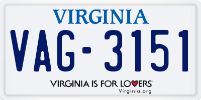 VA license plate VAG3151