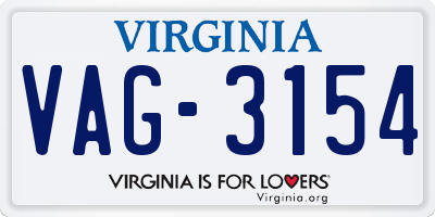 VA license plate VAG3154