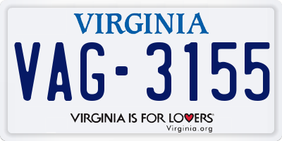 VA license plate VAG3155