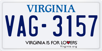 VA license plate VAG3157