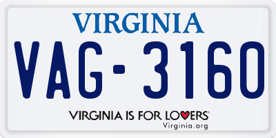VA license plate VAG3160