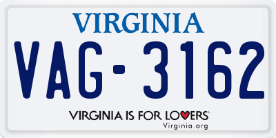 VA license plate VAG3162