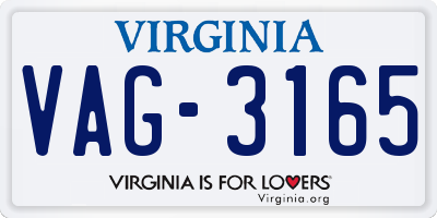 VA license plate VAG3165