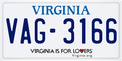 VA license plate VAG3166