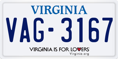 VA license plate VAG3167