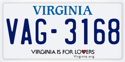 VA license plate VAG3168