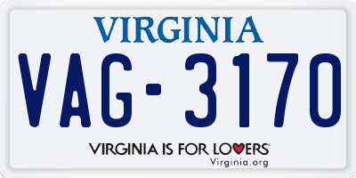 VA license plate VAG3170