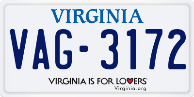 VA license plate VAG3172
