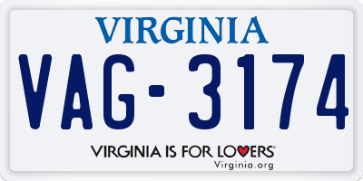 VA license plate VAG3174