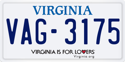 VA license plate VAG3175