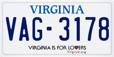 VA license plate VAG3178