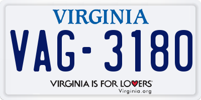 VA license plate VAG3180